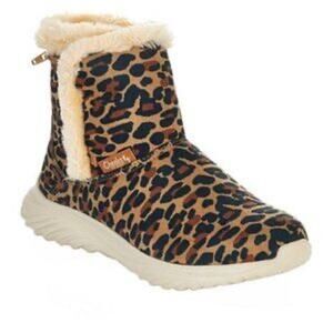 Tony Little Cheeks Boots Gel Insole Womens 9 Wide Cheetah Print Faux Fur